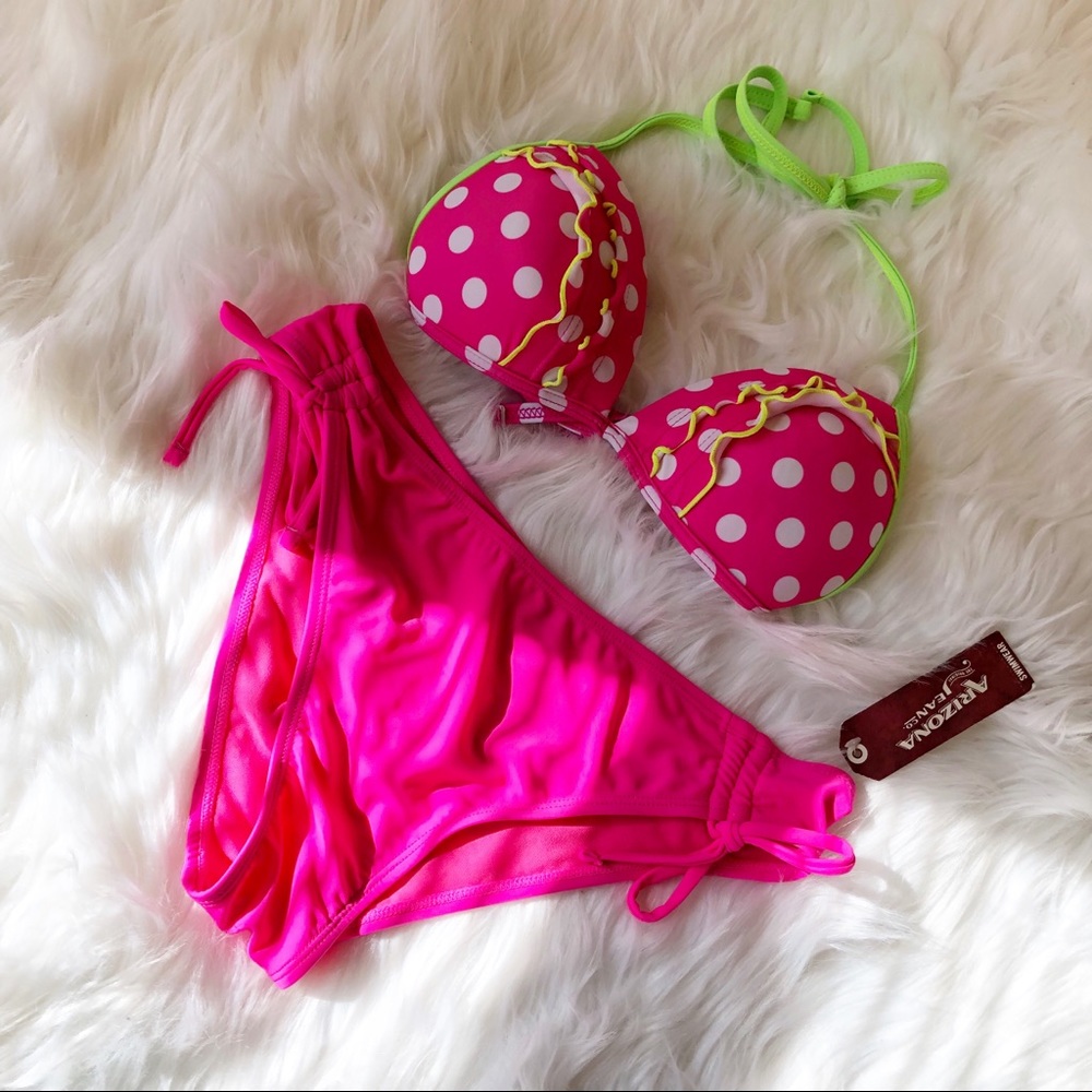 Arizona Bikini Pink Polka Dot Size M NWT